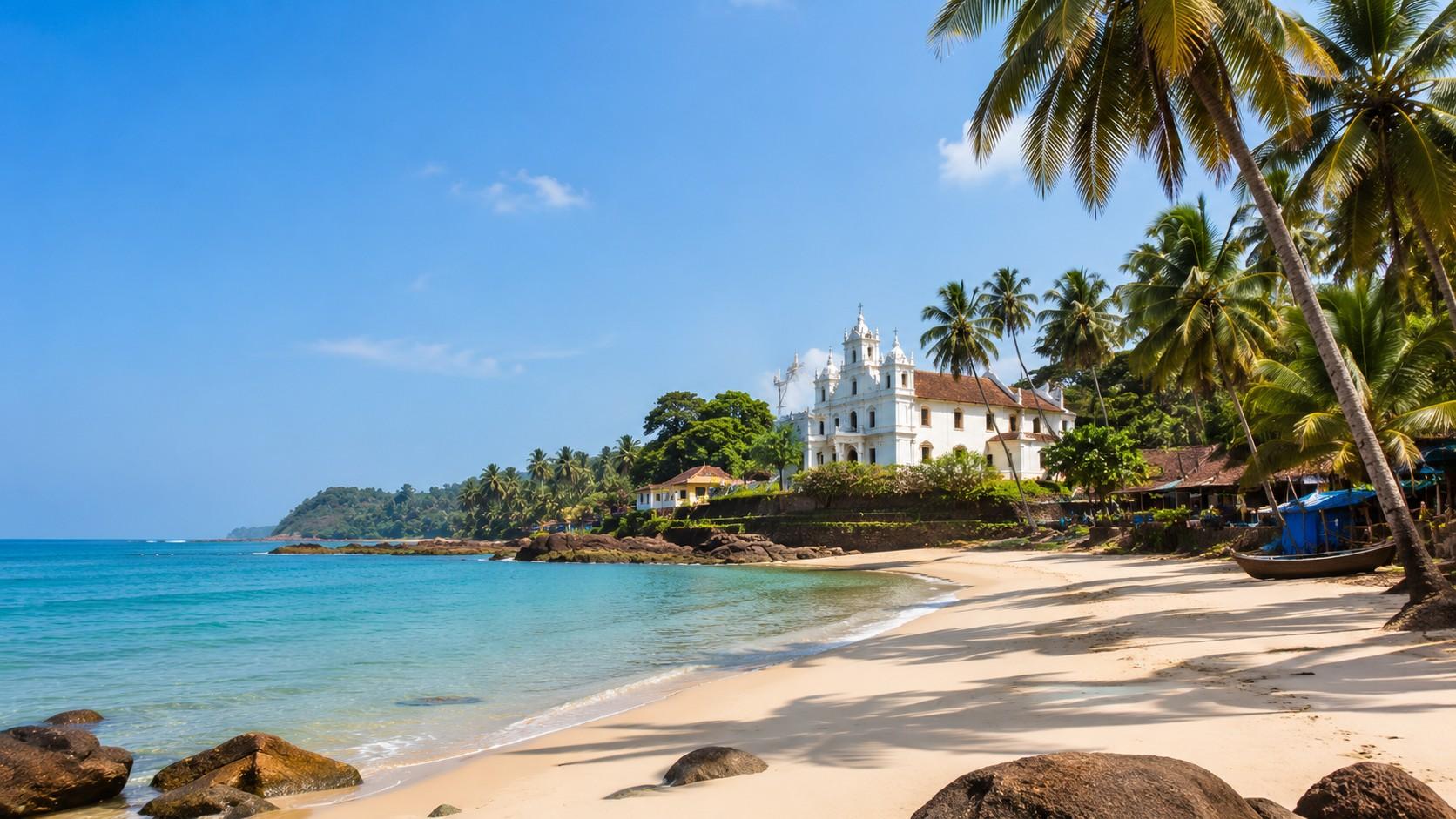 Basilica of Bom Jesus in Old Goa and South Goa pristine beaches during sightseeing tour
